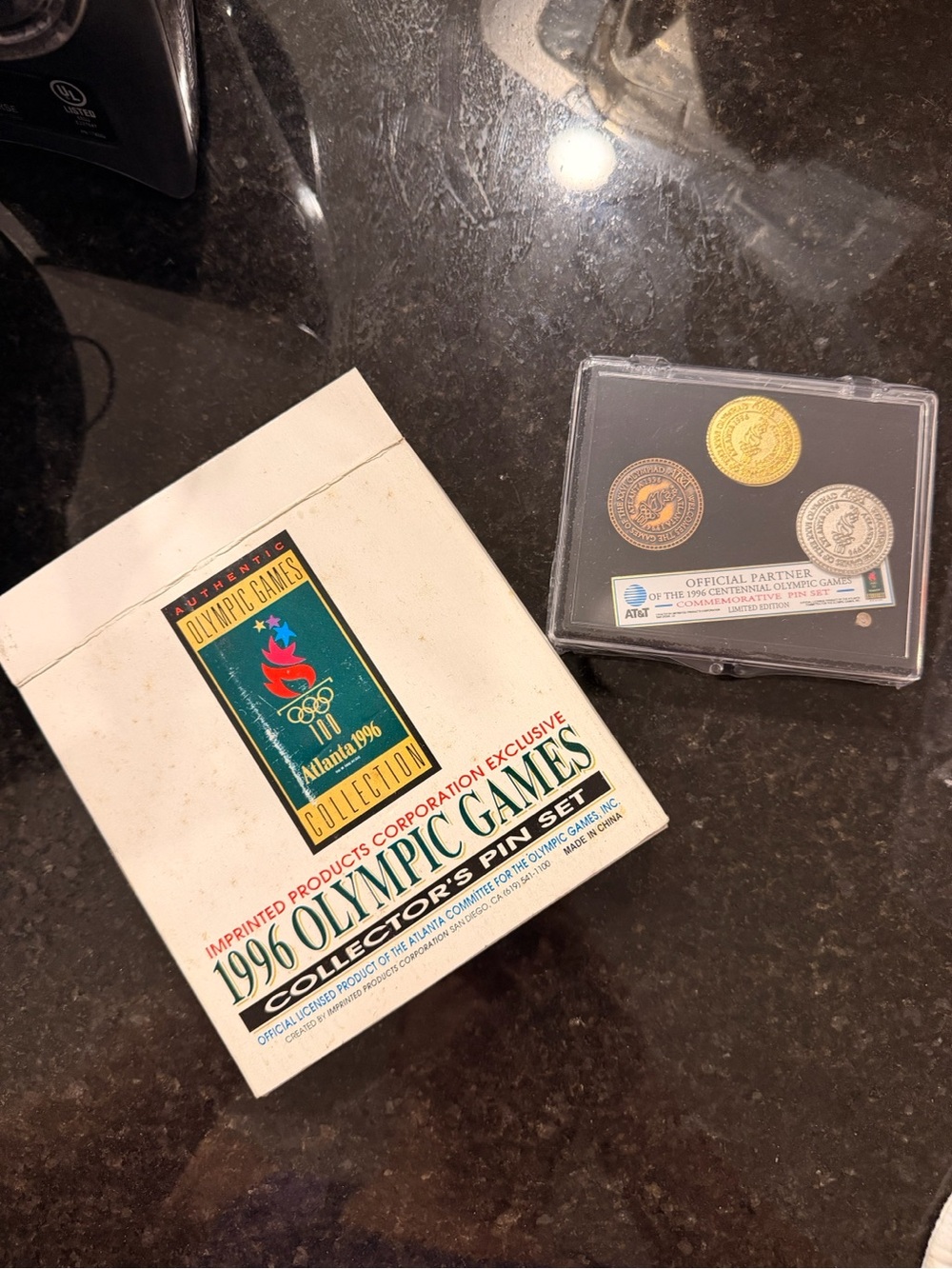 AT&T Atlanta 1996 Olympics Complete Gold Silver Bronze 3 Pin Medal Set